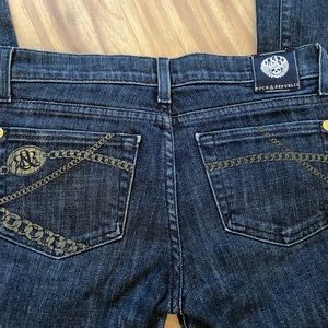 Rock & Republic dark wash low rise boot cut jeans